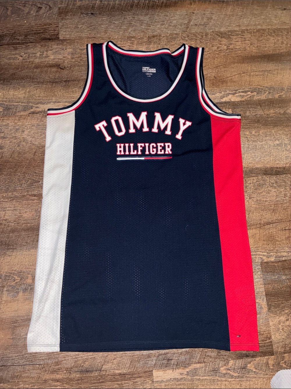 Tommy Hilfiger Navy, Red & White Sleeveless Mesh Tank dress
